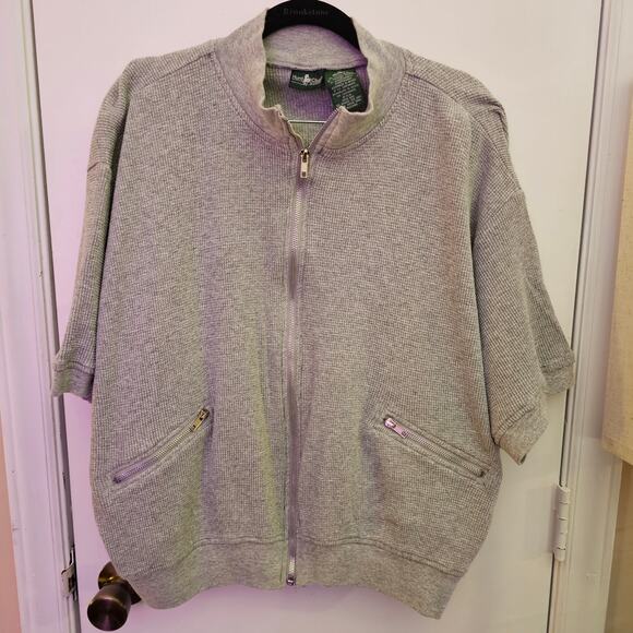 Hunt Club Woman Cropped Short Sleeve Waffle Cotton Zip Size 3X Layer Lounge - Picture 1 of 5